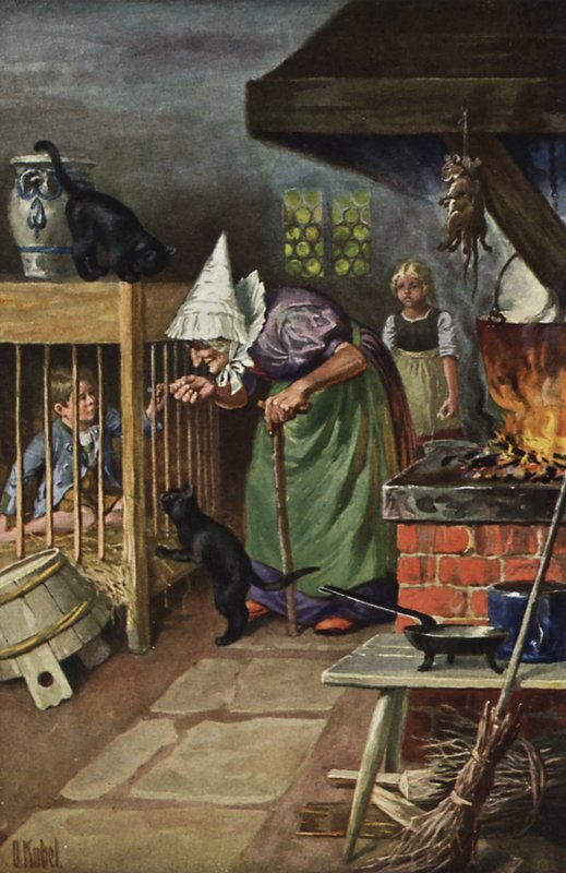 Hans og Grete (farge litho) av Otto Kubel