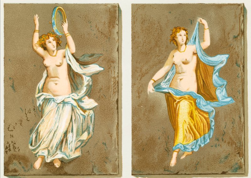 Dansende jenter fra et pompeiansk maleri av P. Sellier
