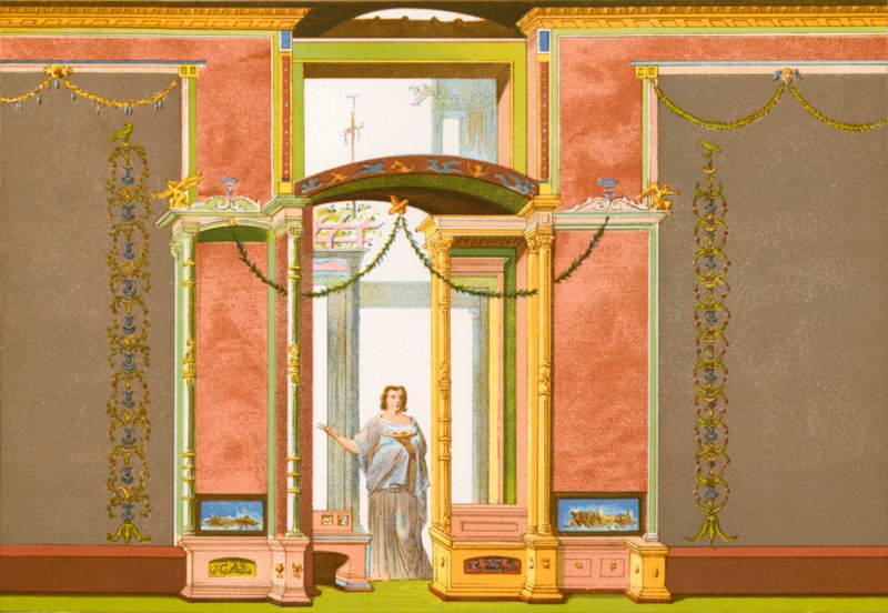 Pompeiansk veggdekorasjon av P. Sellier