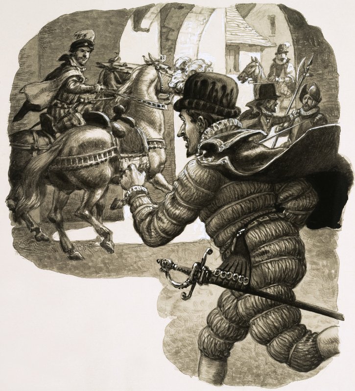 Kledd som en av sine undersåtter, snek kong Henrik III seg ut av Krakow av Pat (1907-95) Nicolle