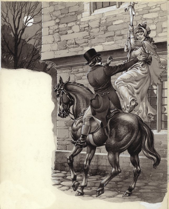 John Peel og Mary White stikker av til Gretna Green (gouache på papir) av Pat (1907-95) Nicolle