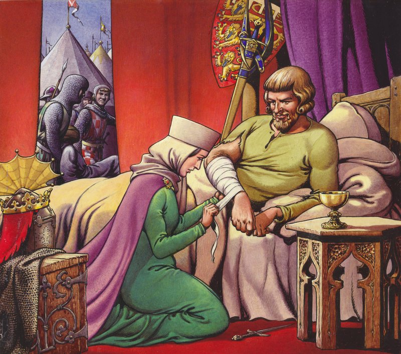 Kong Edward I, krigerkongen (gouache på papir) av Pat (1907-95) Nicolle