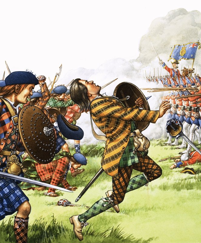 Slaget ved Culloden var det siste fullskalaslaget som ble utkjempet på britisk jord. av Pat (1907-95) Nicolle