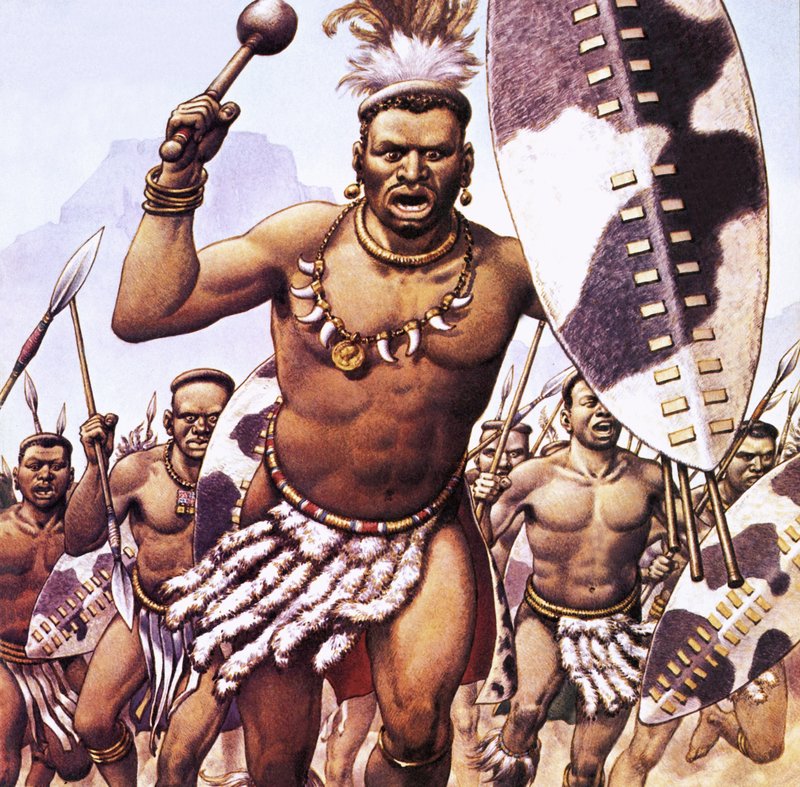Zulu-kriger av Pat (1907-95) Nicolle