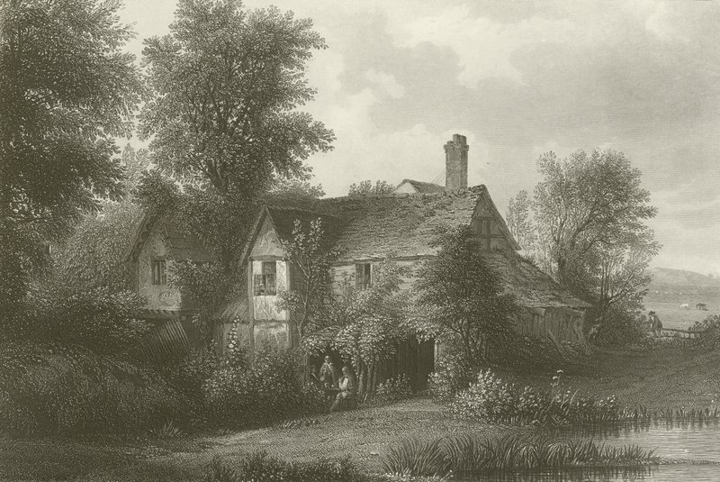 Hytte i Old Hyde Park, London (gravering) av Patrick Nasmyth