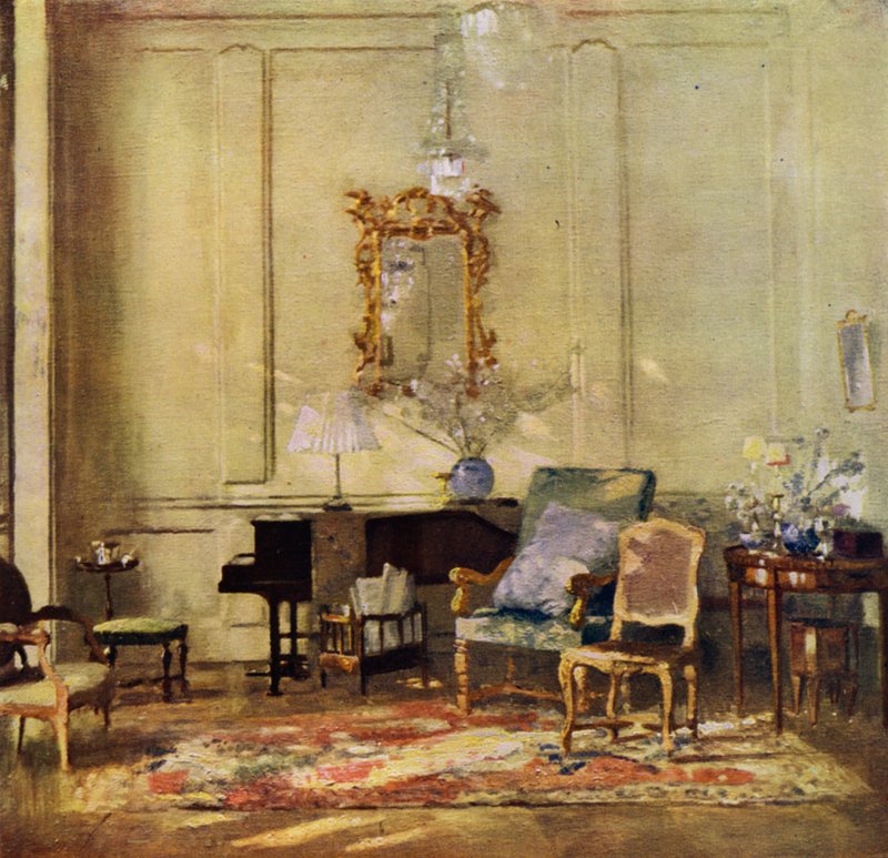 Salongen til Sir James Guthrie (farge litho) av Patrick William Adam