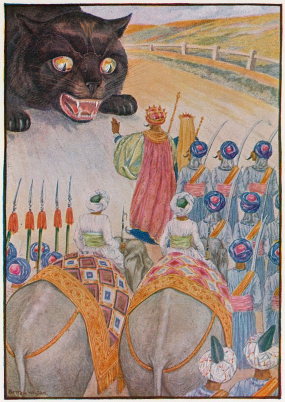 "Gå unna meg, fitte, elefantene mine kan skade deg!" (farge litho) av Patten Wilson
