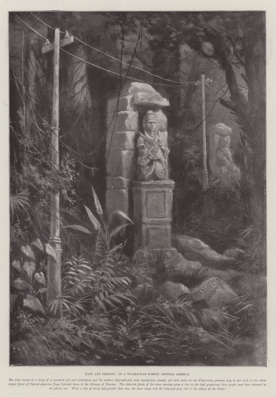 Fortid og nåtid, i en Nicaraguansk skog, Mellom-Amerika av Paul Frenzeny