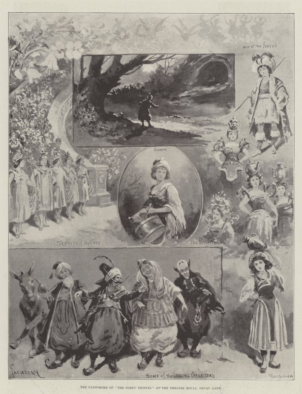 The Pantomime of The Forty Thieves på Theatre Royal, Drury Lane av Paul Frenzeny