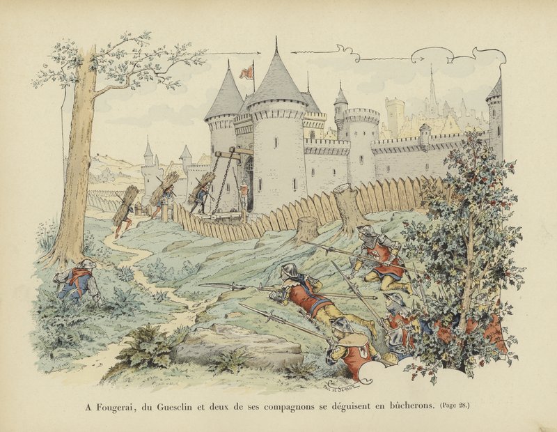 Bertrand du Guesclin og to av hans følgesvenner forkle seg som vedhoggere for å erobre slottet Grand-Fougeray, 1354 av Paul de Semant