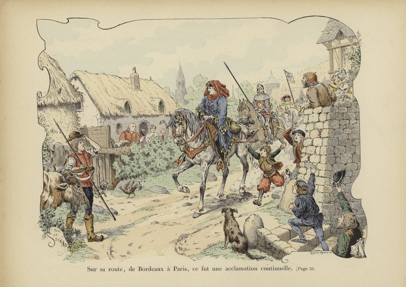 Bertrand du Guesclin, på vei fra Bordeaux til Paris, mottar kontinuerlig anerkjennelse fra folket av Paul de Semant