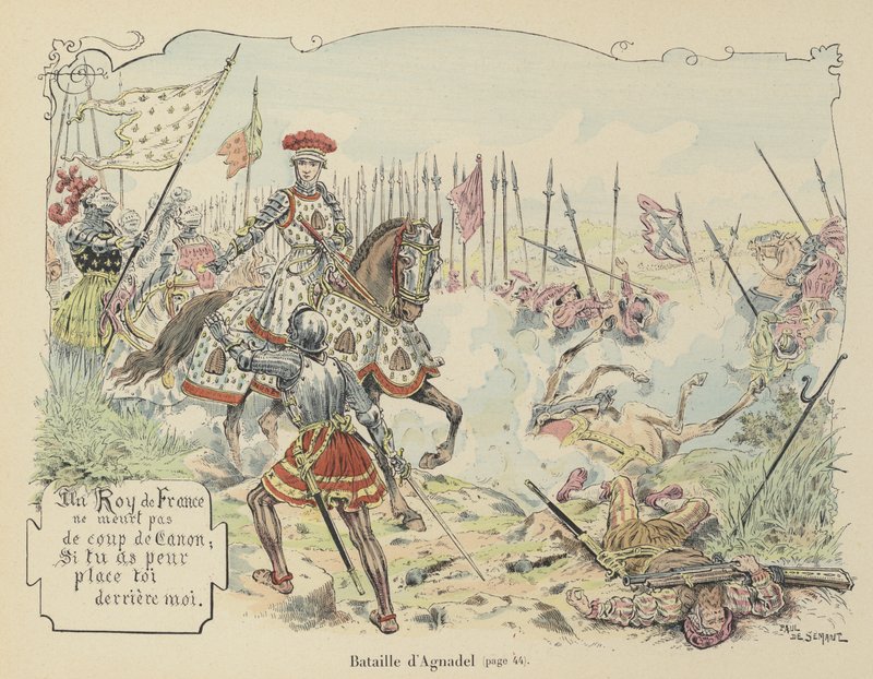 Kong Louis XII av Frankrike i slaget ved Agnadello, Italia, 1509 av Paul de Semant