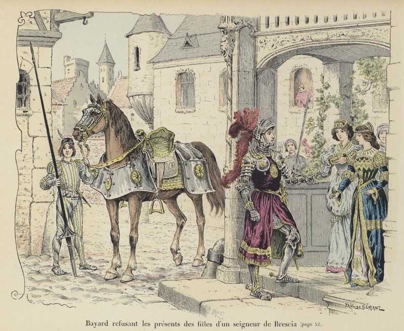 Chevalier de Bayard nekter gavene til døtrene til en adelsmann i Brescia, Italia, 1512 av Paul de Semant