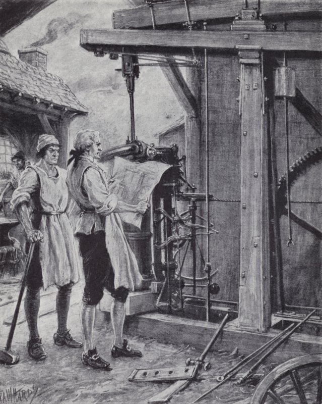 James Watt på jobb på dampmaskinen av Paul (after) Hardy