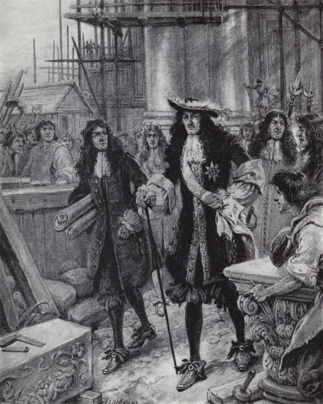 Kong Charles II overvåker gjenoppbyggingen av St Pauls Cathedral etter den store brannen i London av Paul (after) Hardy