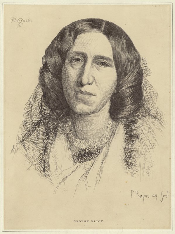 Portrett av George Eliot av Paul Adolphe Rajon