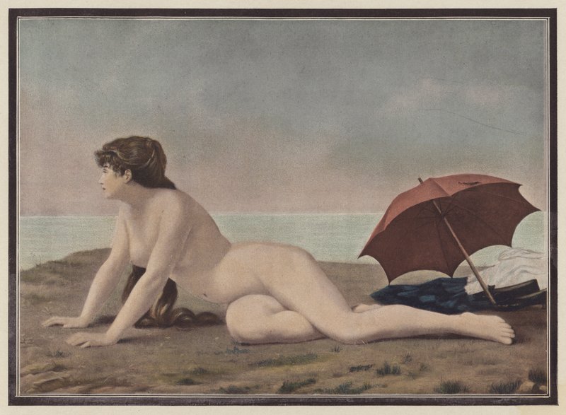 På bredden av innsjøen (farge litho) av Paul Celestin Nanteuil