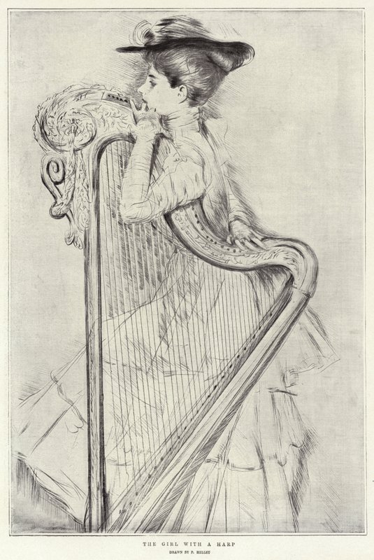 Jenta med en harpe av Paul Cesar Helleu