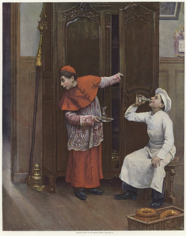 To unge gutter iført kostymer farge litho av Paul Charles Chocarne Moreau