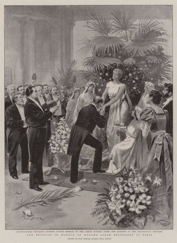Festivalen til ære for Madame Sarah Bernhardt i Paris av Paul Destez
