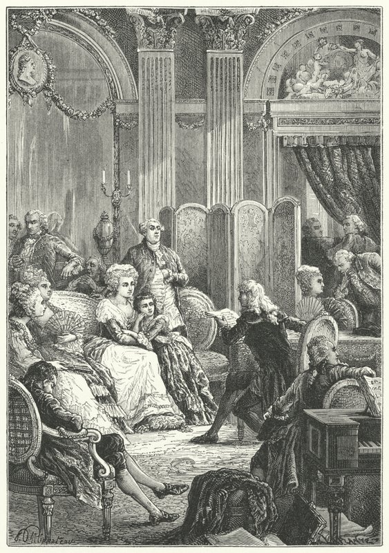 En salong i begynnelsen av regjeringen til Louis XVI av Frankrike av Paul Dominique Philippoteaux