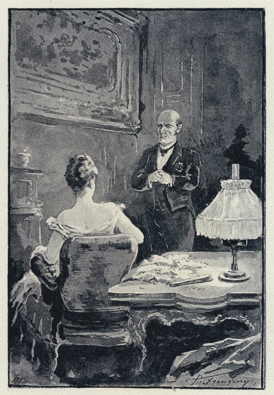 Illustrasjon for Anna Karenina: Krangelen mellom Anna og mannen hennes (litho) av Paul Frenzeny