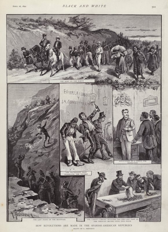 Revolusjoner i Latin-Amerika (litho) av Paul Frenzeny