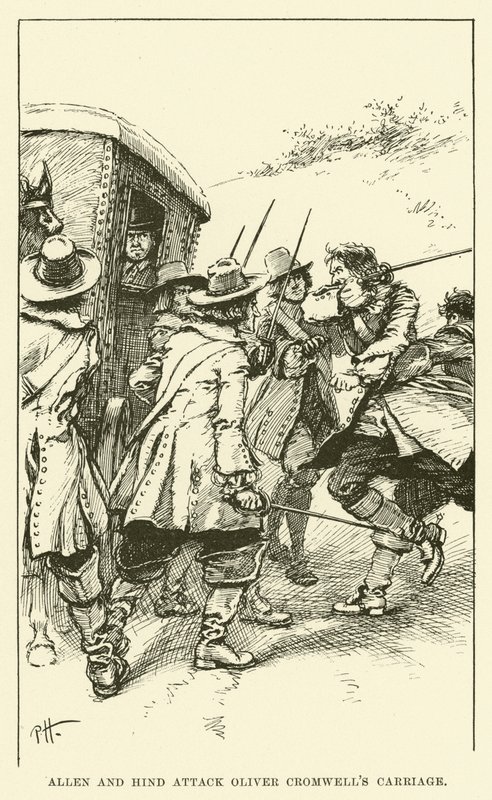 Allen og Hind angriper Oliver Cromwells vogn (gravering) av Paul Hardy