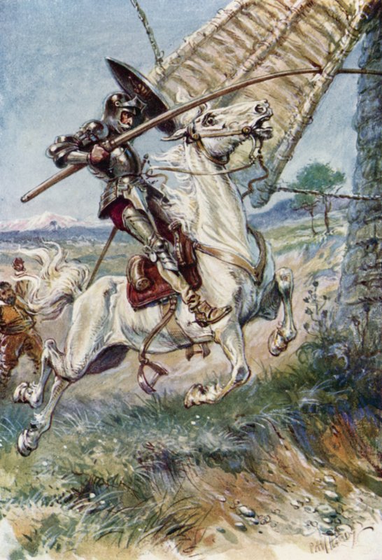 Don Quijote kjører lansen inn i seilet av Paul Hardy