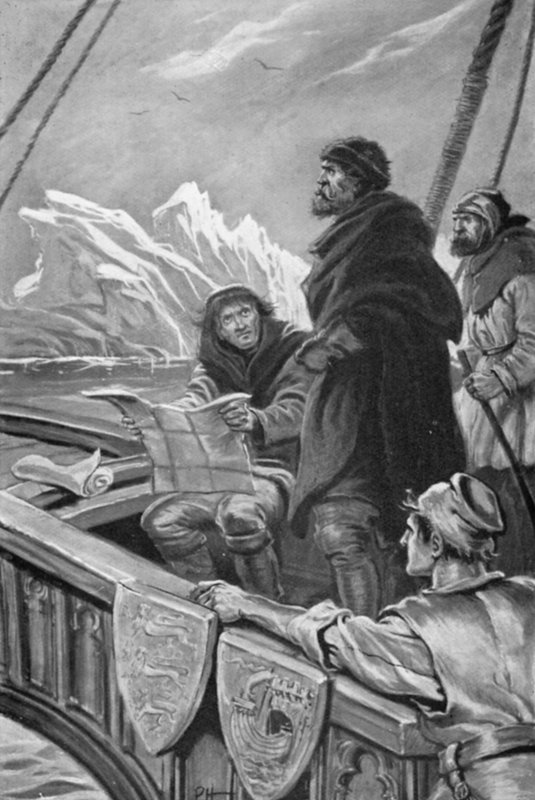 John Cabot møtte enorme isfjell (farge litho) av Paul Hardy