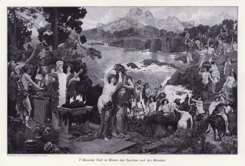 Fest til ære for Bacchus og Ariadne (gravering) av Paul Jean Gervais