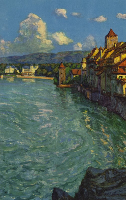 Swiss Spas: Rheinfelden (farge litho) av Paul Kutscha