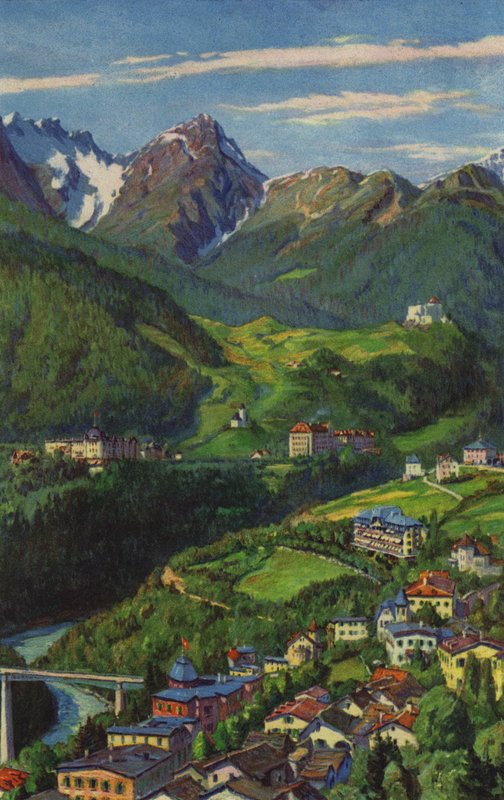 Swiss Spas: Tarasp, Schuls, Vulpera (farge litho) av Paul Kutscha