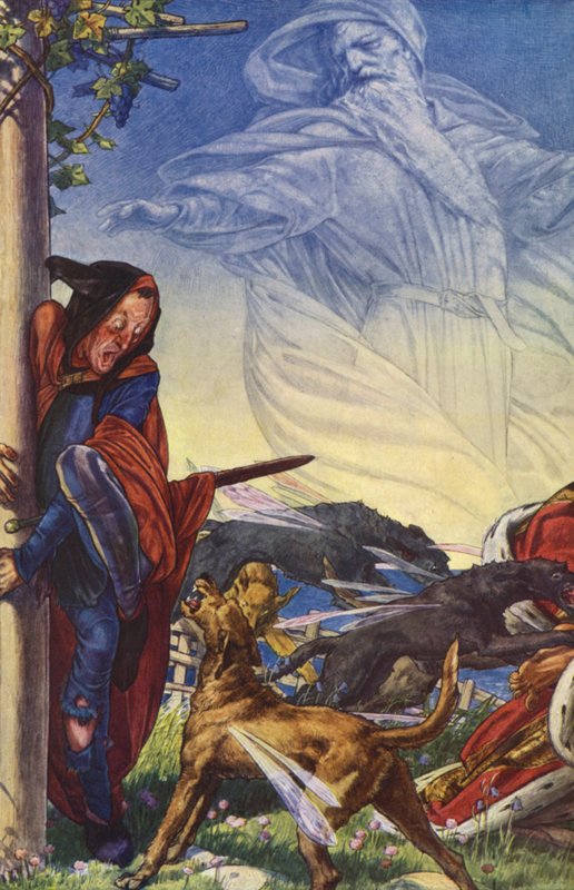 The Tempest av William Shakespeare, Act IV, Scene 1 (farge litho) av Paul Vincent Woodroffe