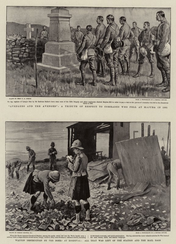 Avengers and the Avenged, A Tribute of Respect to Comrades som falt ved Majuba i 1881, Wanton Destruction av boerne ved Roodeval, alt som var igjen av stasjonen og postsekkene av Percy F.S. Spence