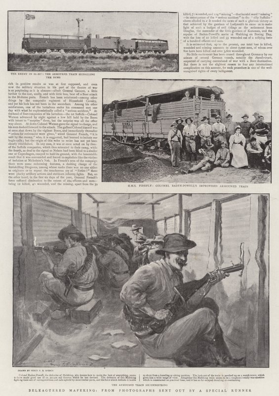 Beleiret Mafeking, fra fotografier sendt ut av en spesialløper av Percy F.S. Spence
