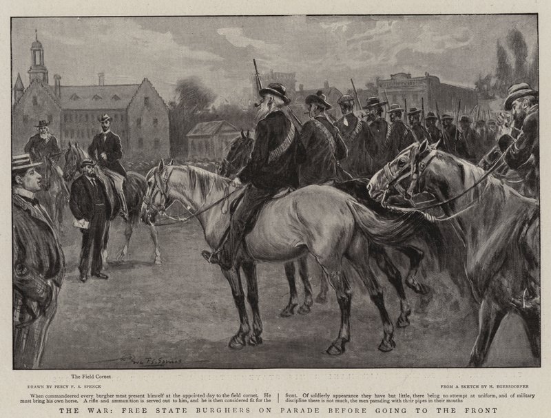 The War, Free State Burghers on Parade før de går til fronten av Percy F.S. Spence
