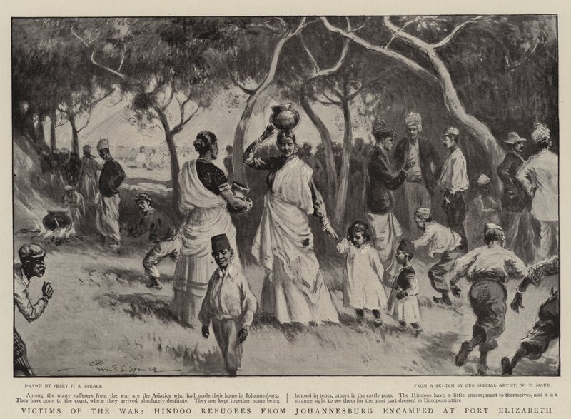 Krigens ofre, hinduflyktninger fra Johannesburg slo leir ved Port Elizabeth av Percy F.S. Spence