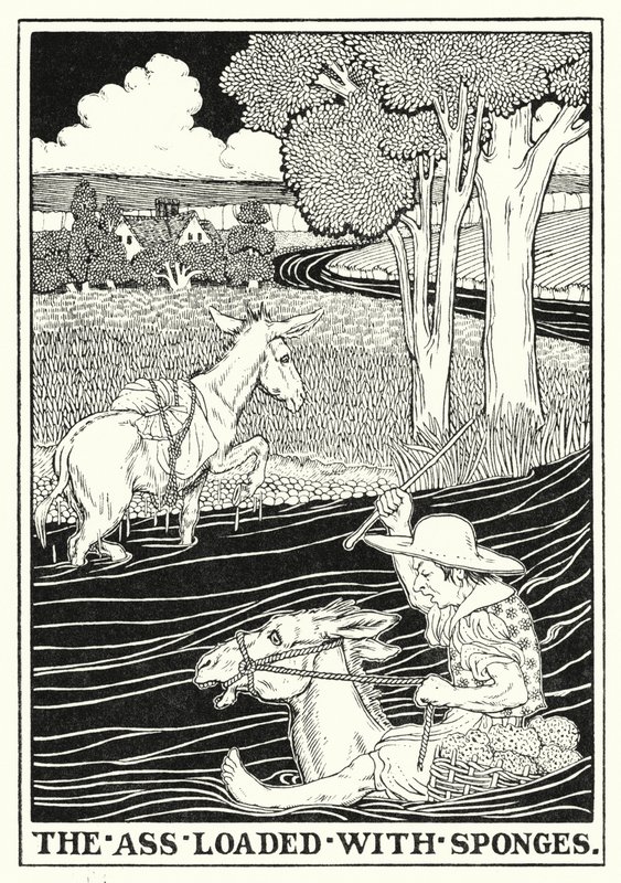 Fables of La Fontaine: Rumpa lastet med svamper (litho) av Percy James Billinghurst