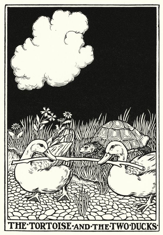 Fables of La Fontaine: Skilpadden og de to endene (litho) av Percy James Billinghurst
