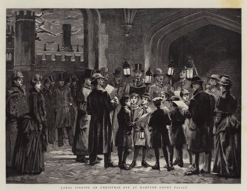 Carol synger på julaften på Hampton Court Palace av Percy Macquoid