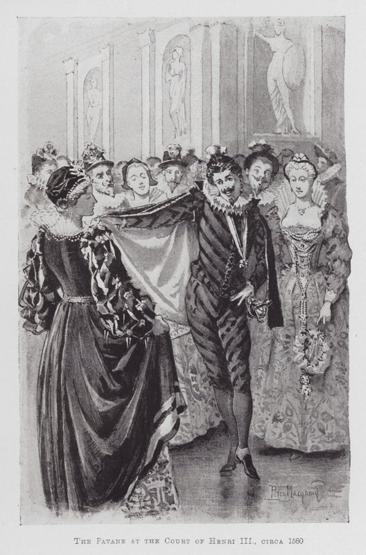Dans: The Pavane ved Henri III hoff, ca 1580 (litho) av Percy Macquoid