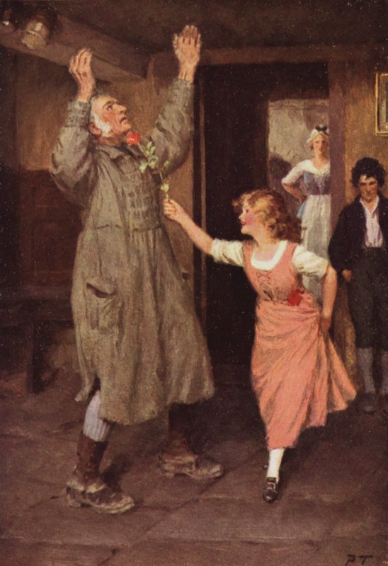Illustrasjon for Wuthering Heights av Emily Bronte (litho-farge) av Percy Tarrant