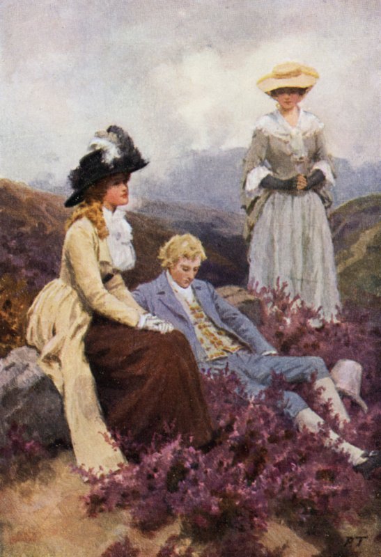 Illustrasjon for Wuthering Heights av Emily Bronte (litho-farge) av Percy Tarrant