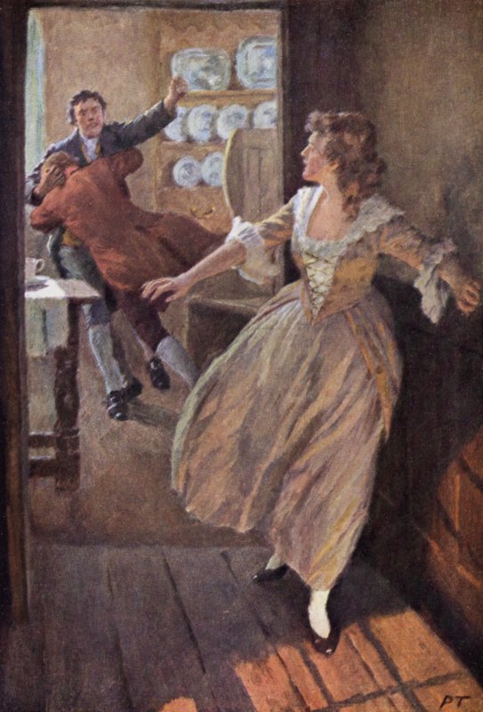 Illustrasjon for Wuthering Heights av Emily Bronte (litho-farge) av Percy Tarrant