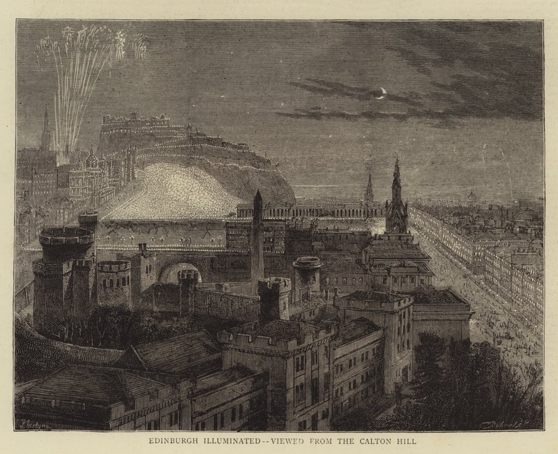 Edinburgh opplyst, sett fra Calton Hill av Percy William Justyne
