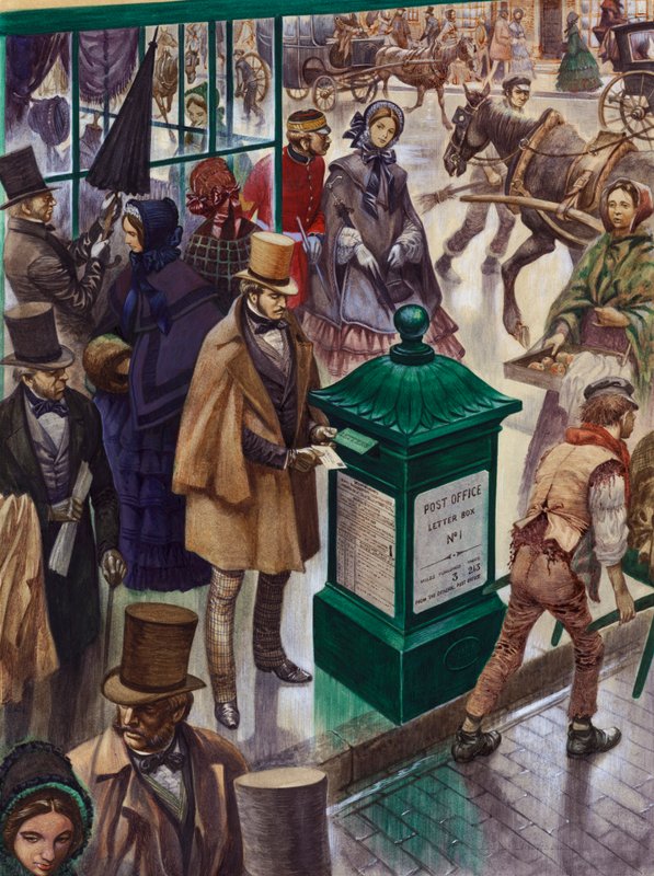Poster et brev i Post Office Letter Box No 1 i London i 1855 av Peter Jackson
