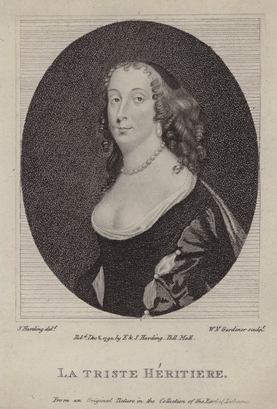 La Triste Heritiere, Anne St John, grevinne av Rochester (gravering) av Peter (after) Lely