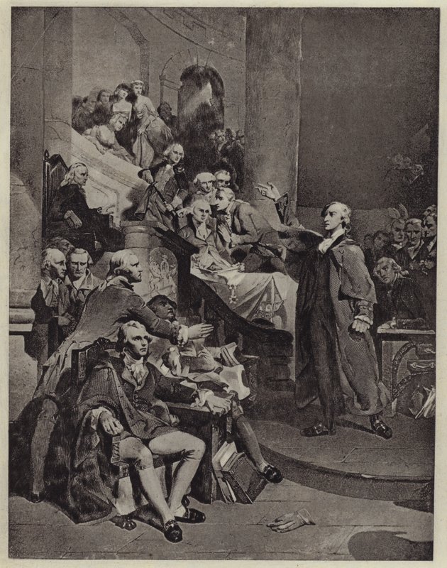 Patrick Henry holdt sin tale fra 1765 (litho) av Peter Frederick (after) Rothermel