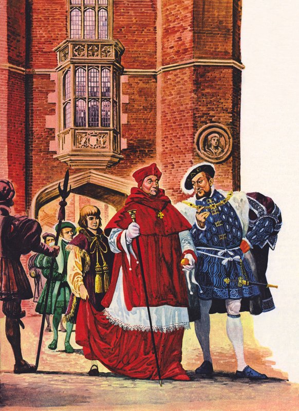 Kardinal Wolsey og kong Henry VIII på Hampton Court av Peter Jackson